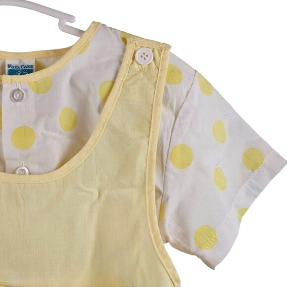 Vintage Woolworths Pata Cake Infant Coverall Outfit 18M Yellow Polka Dot Shirt - Picture 5 of 10